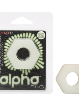 alpha glow in the dark liquid silicone prolong sexagon ring white