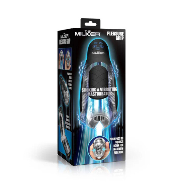 pleasure grip sucking and vibrating masturbator black