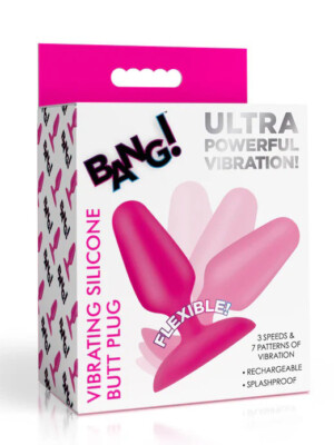 flexible vibrating silicone butt plug pink