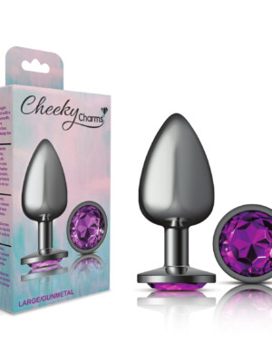 purple round gem gunmetal metal plug lg