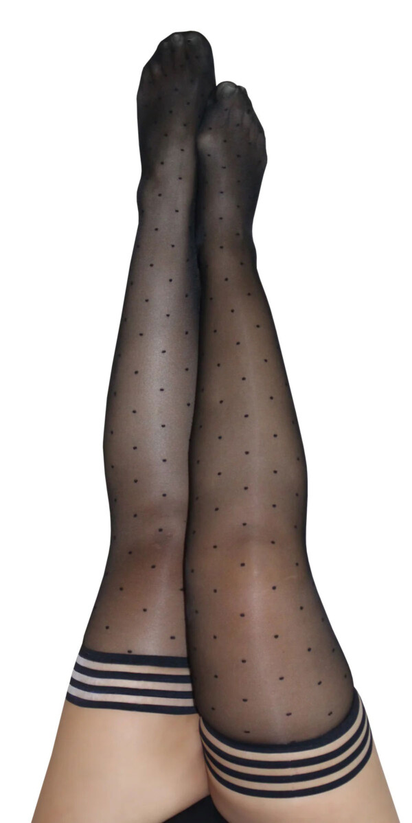 ally polka dot thigh high size d black