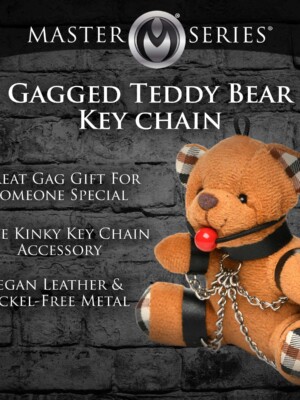 gagged teddy bear keychain