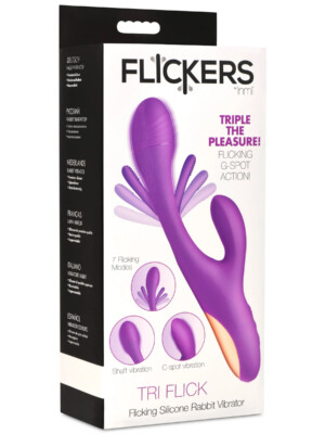 tri flick flicking silicone rabbit vibrator purple tri flick flicking silicone rabbit vibrator purple