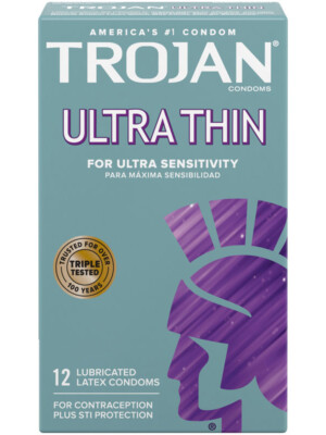 trojan sensitivity ultra thin lubricated condoms 12 pack
