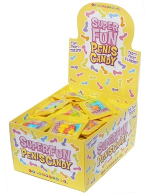 super fun penis candy 100 piece p.o.p display 3g bags