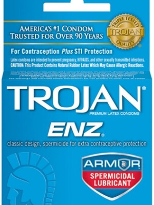 trojan enz armor spermicidal lubricated condoms 3 pack