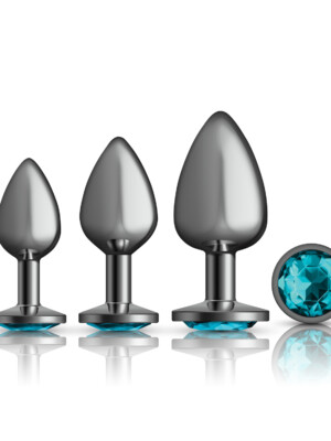 teal round gem anal trainer kit gunmetal teal round gem anal trainer kit gunmetal