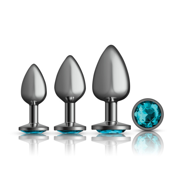 teal round gem anal trainer kit gunmetal teal round gem anal trainer kit gunmetal