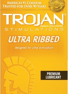 trojan stimulations ulta ribbed 12 pack