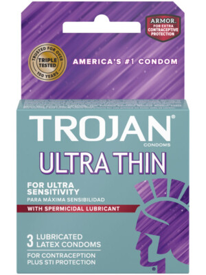 trojan ultra thin armor spermicidal condoms 3 pack trojan ultra thin armor spermicidal condoms 3 pack