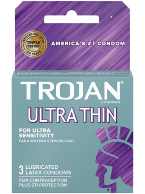 trojan sensitivity ultra thin lubricated condoms 3 pack