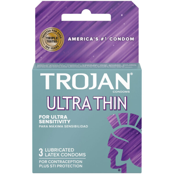 trojan sensitivity ultra thin lubricated condoms 3 pack