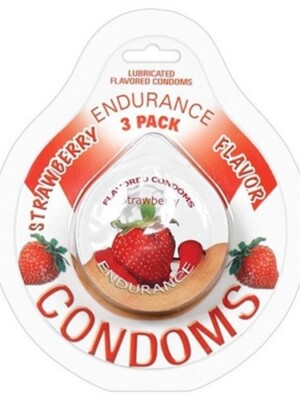 endurance condoms strawberry 3 pack