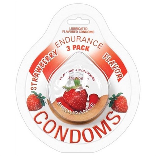 endurance condoms strawberry 3 pack