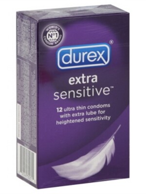 durex extra sensitive condoms lubricated 12 pack new item number 30271