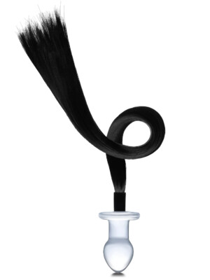 3" horse tail glass butt plug