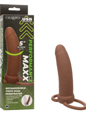 performance maxx rechargeable thick dual penetrator brown