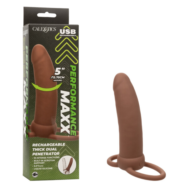 performance maxx rechargeable thick dual penetrator brown