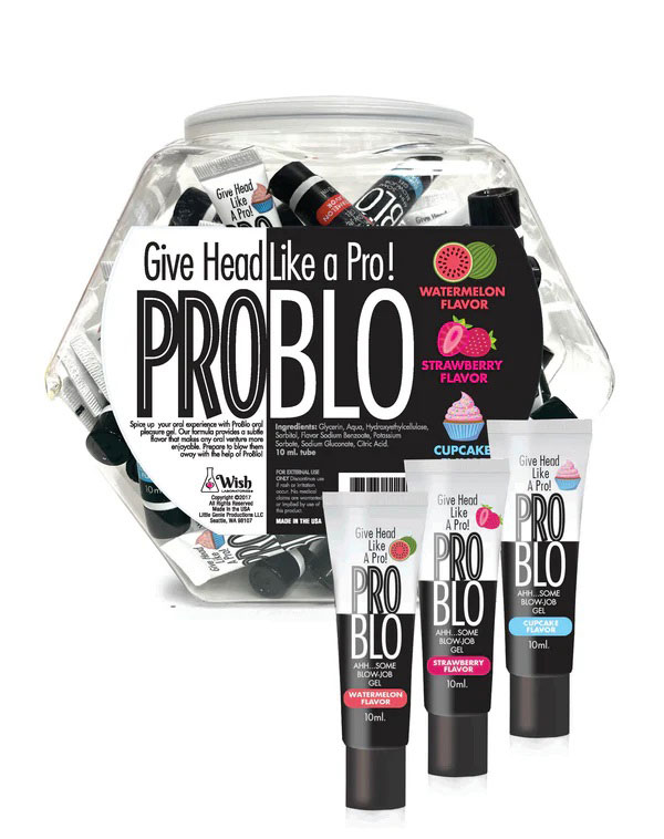 pro blo oral pleasure gel pop display 66ct 10ml tubes: 3 flavors