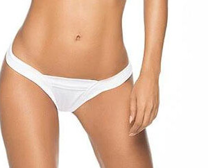 low back v strap shiny thong medium/large white