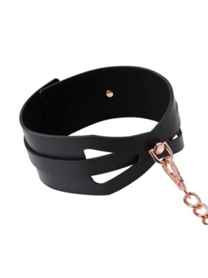 brat collar and leash black / rose gold