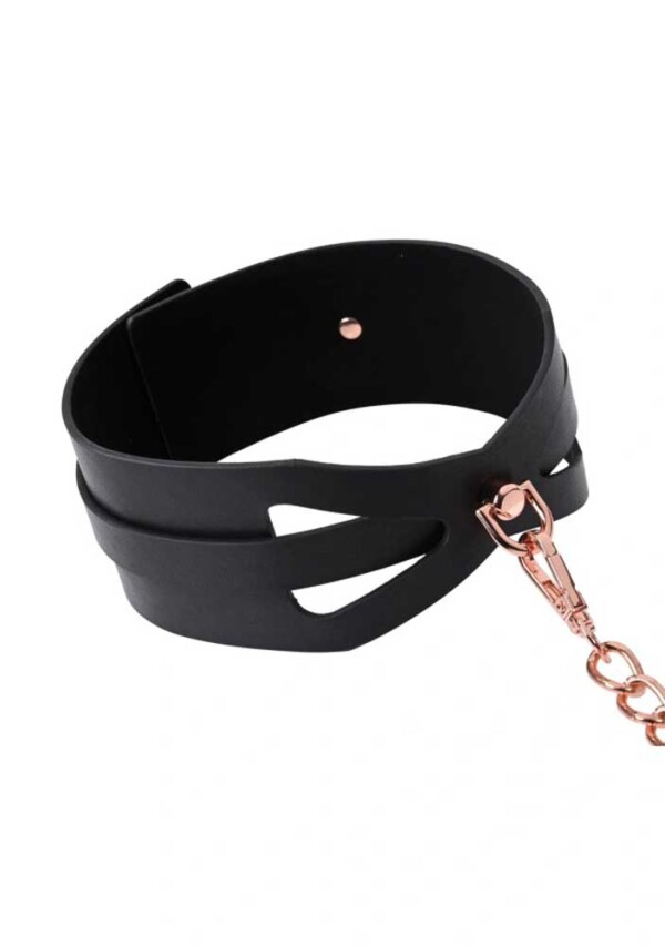 brat collar and leash black / rose gold