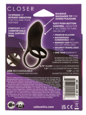 closer intimate rechargeable ring feel black