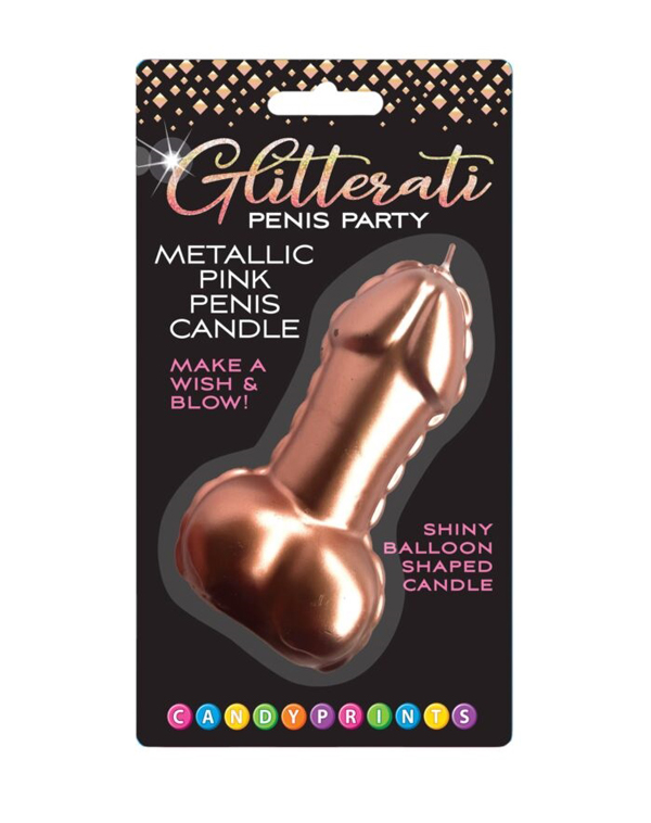 pink foil penis balloon candle rose gold