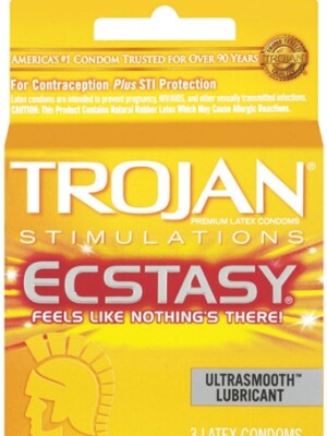 trojan ultra ribbed ecstasy 3 pack