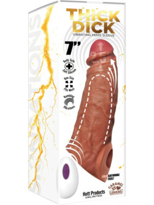 thick dick vibrating sleeve with remote control caramel