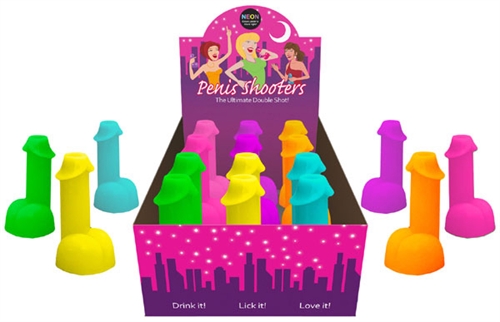 neon penis shooters 12 piece display