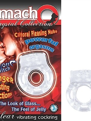 the macho crystal collection vibrating cock ring clear