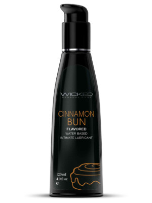 aqua cinnamon bun flavored water based intimate lubricant 4 fl. oz.