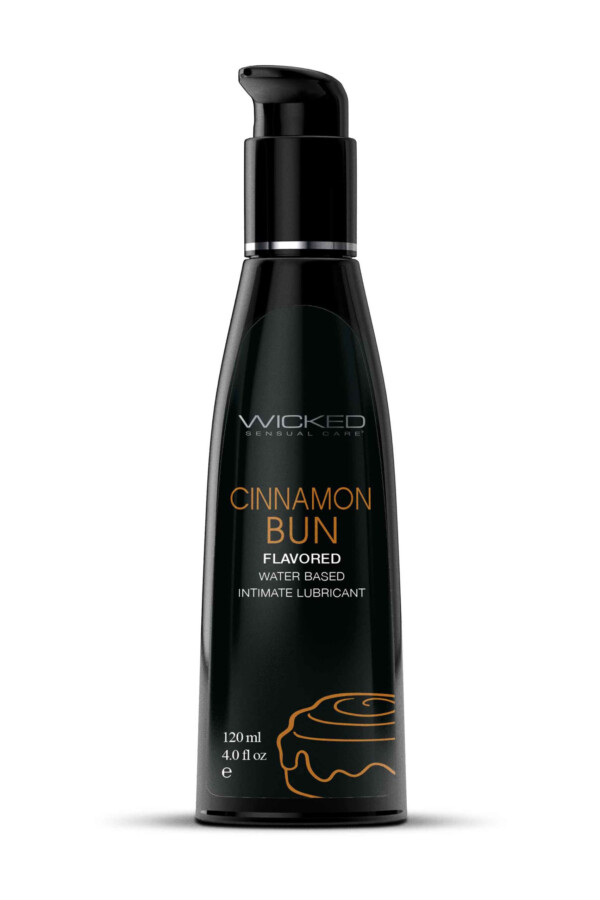 aqua cinnamon bun flavored water based intimate lubricant 4 fl. oz.