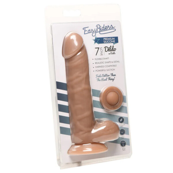 easy riders 7" silicone dildo with balls medium