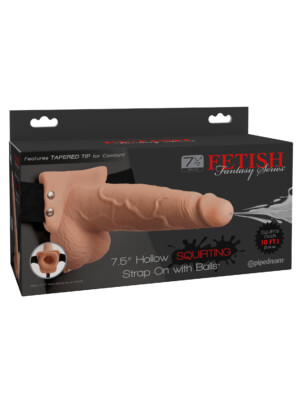 fetish fantasy series 7.5 inch hollow squirting strap on with balls flesh