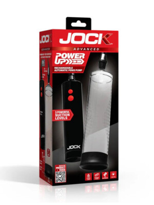 power up rechargeable automatic penis pump clear