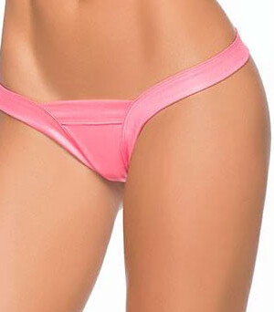 wet low back v strap shiny thong small/medium wet pink
