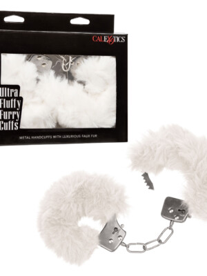 ultra fluffy furry cuffs white