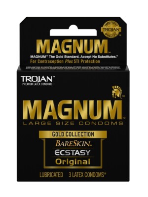 trojan magnum large size gold collection condoms 3 pack trojan magnum large size gold collection condoms 3 pack