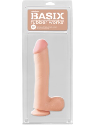basix rubber works 10 inch dong with suction cup flesh