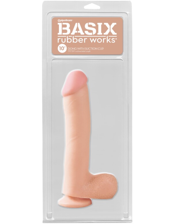 basix rubber works 10 inch dong with suction cup flesh