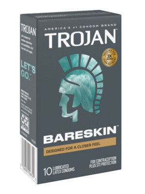 trojan sensitivity bareskin lubricated condoms 10 pack