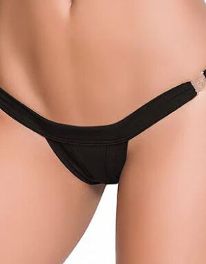low v clip on thong small/medium black