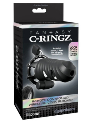 fantasy c ringz remote controlled vibrating cock blocker black