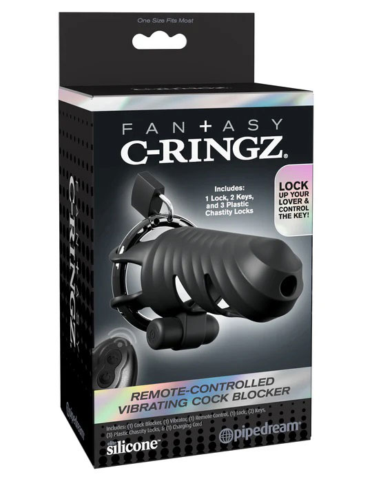 fantasy c ringz remote controlled vibrating cock blocker black