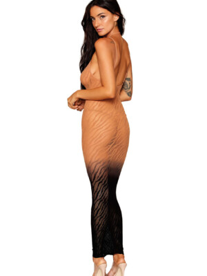 bodystocking gown one size black/copper