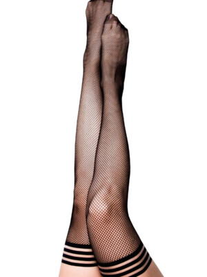 sam fishnet thigh high size c black