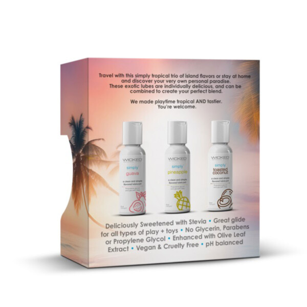 wicked simply tropical trio 1oz travel size flavored lubes wicked simply tropical trio 1oz travel size flavored lubes