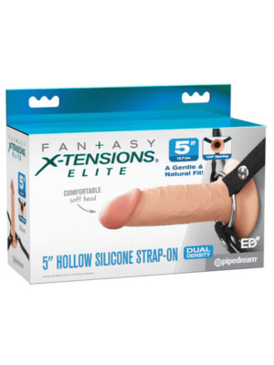fantasy x tensions elite 5" silicone hollow strap on dual density light